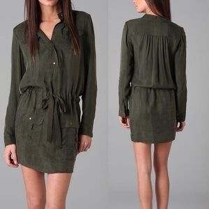 Diane Von Furstenberg Olive Green Mini Shirt Dress Women’s Size 6 Army Utility